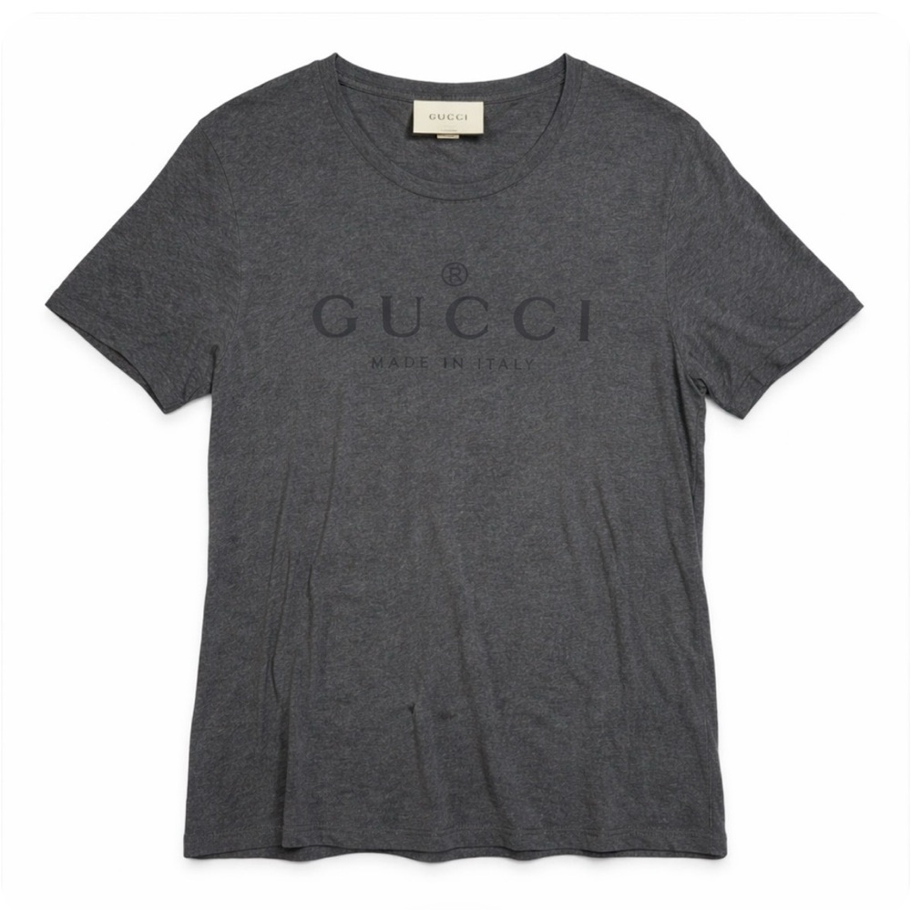 Gucci Dark Gray Logo Short Sleeve Crewneck Tee